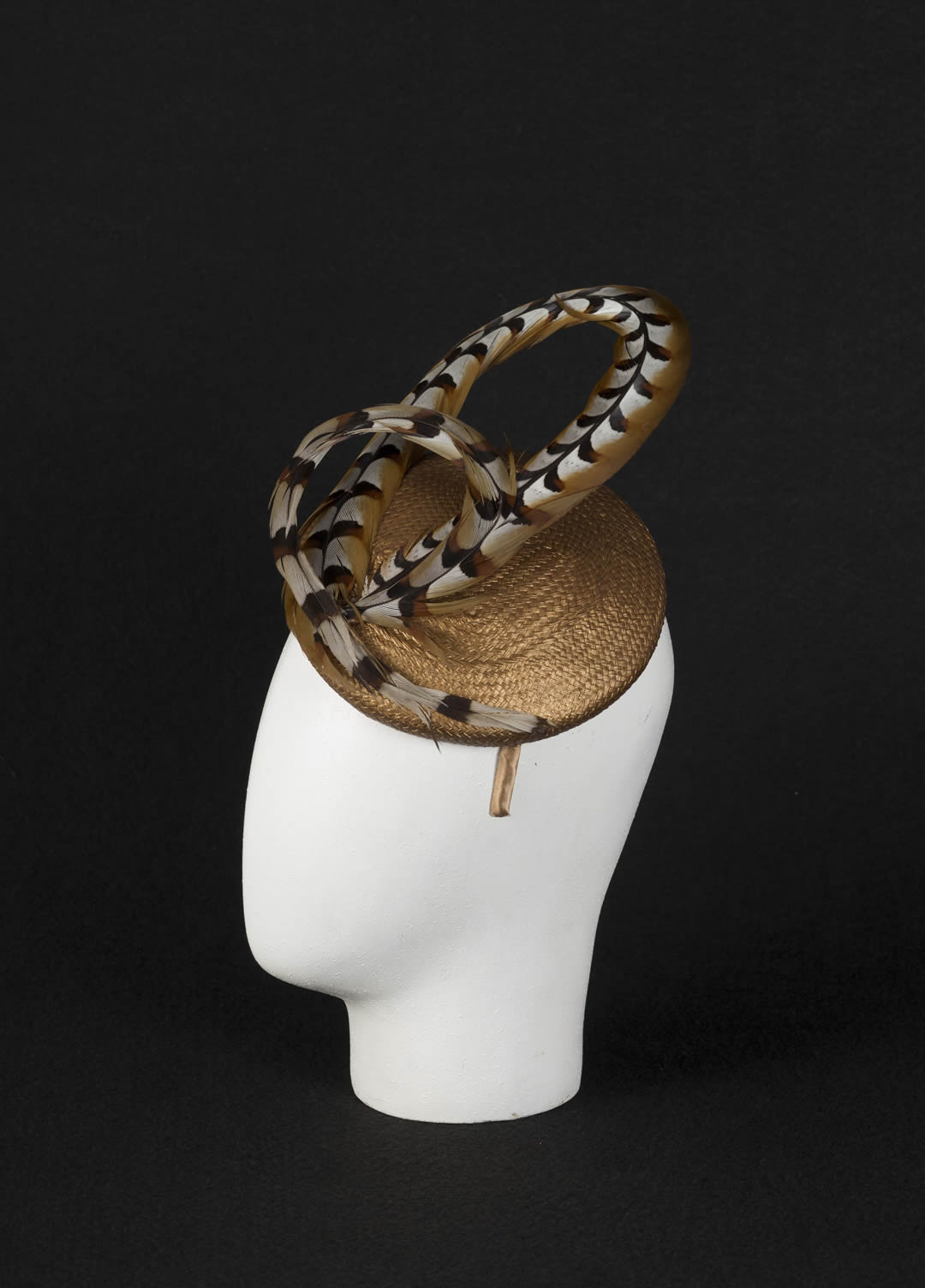 Buntal hat with royal pheasant feather tale