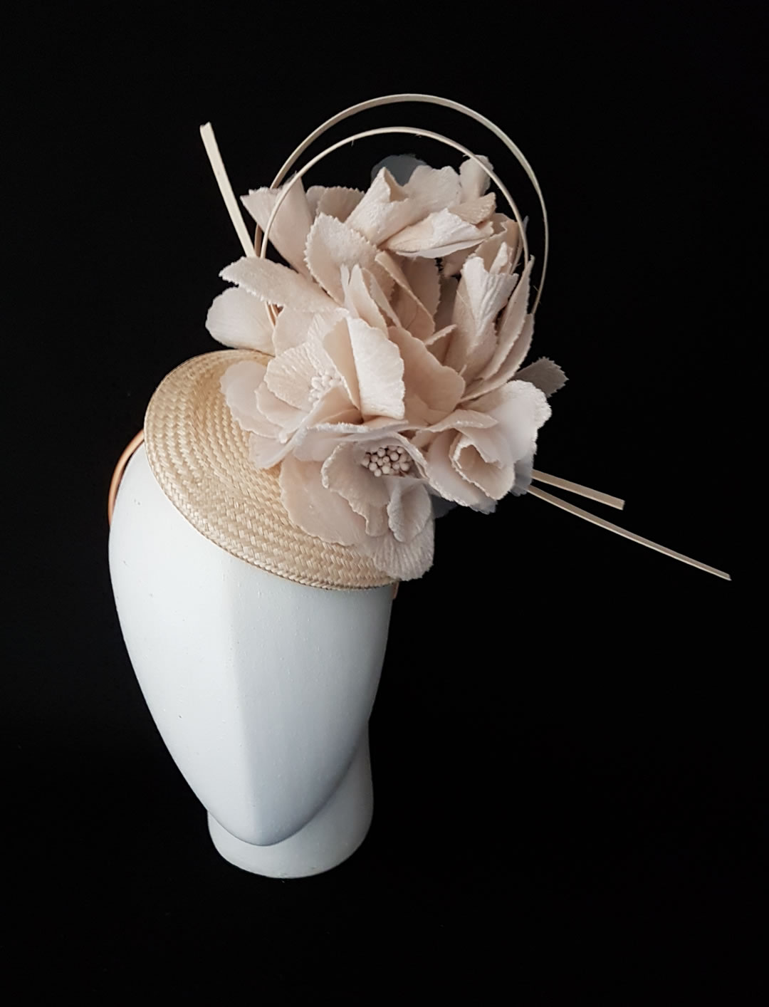 Toyo hat with hand made silk orchides.